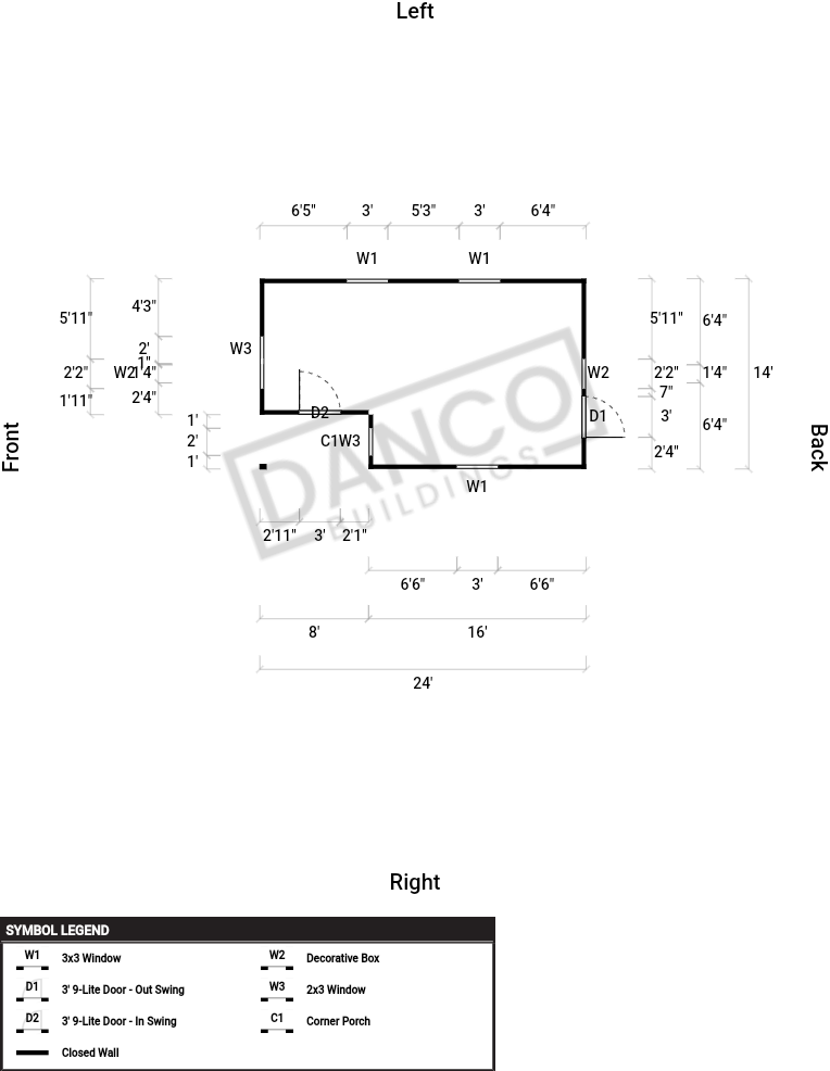 Lofted Corner Porch Cabin 14x24 - Image 2