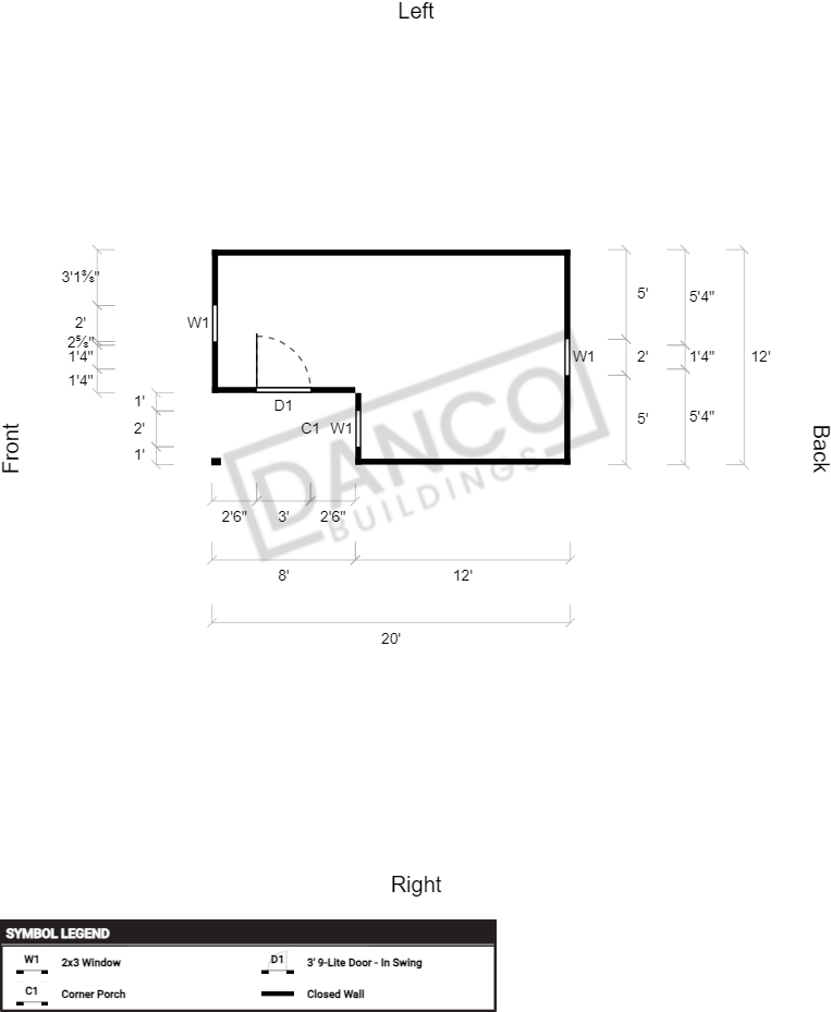 Corner Porch Lofted Barn Cabin 12x20/231457 R - Image 2