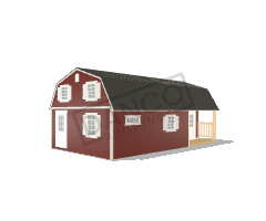 Corner Porch Lofted Barn Cabin 16x28