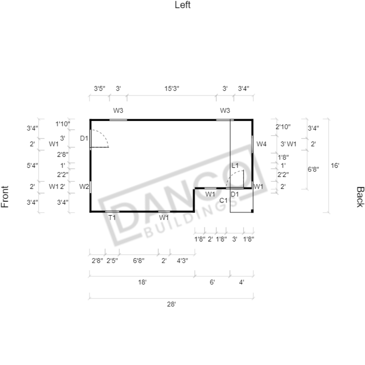 Corner Porch Lofted Barn Cabin 16x28 - Image 2