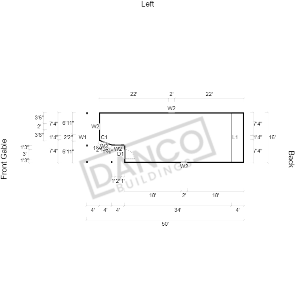 Wraparound Porch Lofted Barn Cabin 16x50 - Image 2