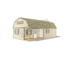 Corner Porch Lofted Barn Cabin 16x28
