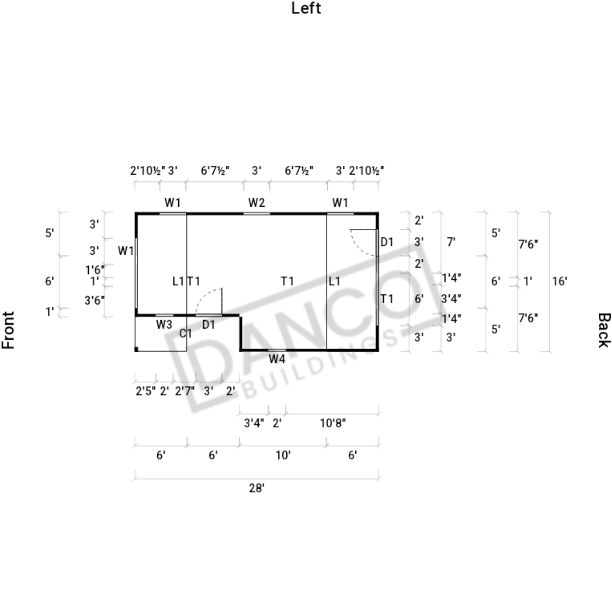 Corner Porch Lofted Barn Cabin 16x28 - Image 2