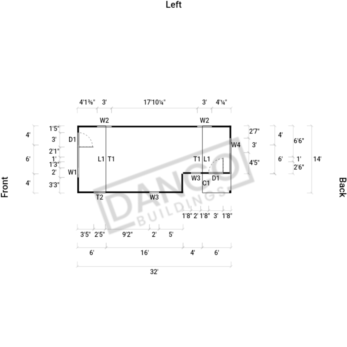 Corner Porch Lofted Barn Cabin 14x32 - Image 2