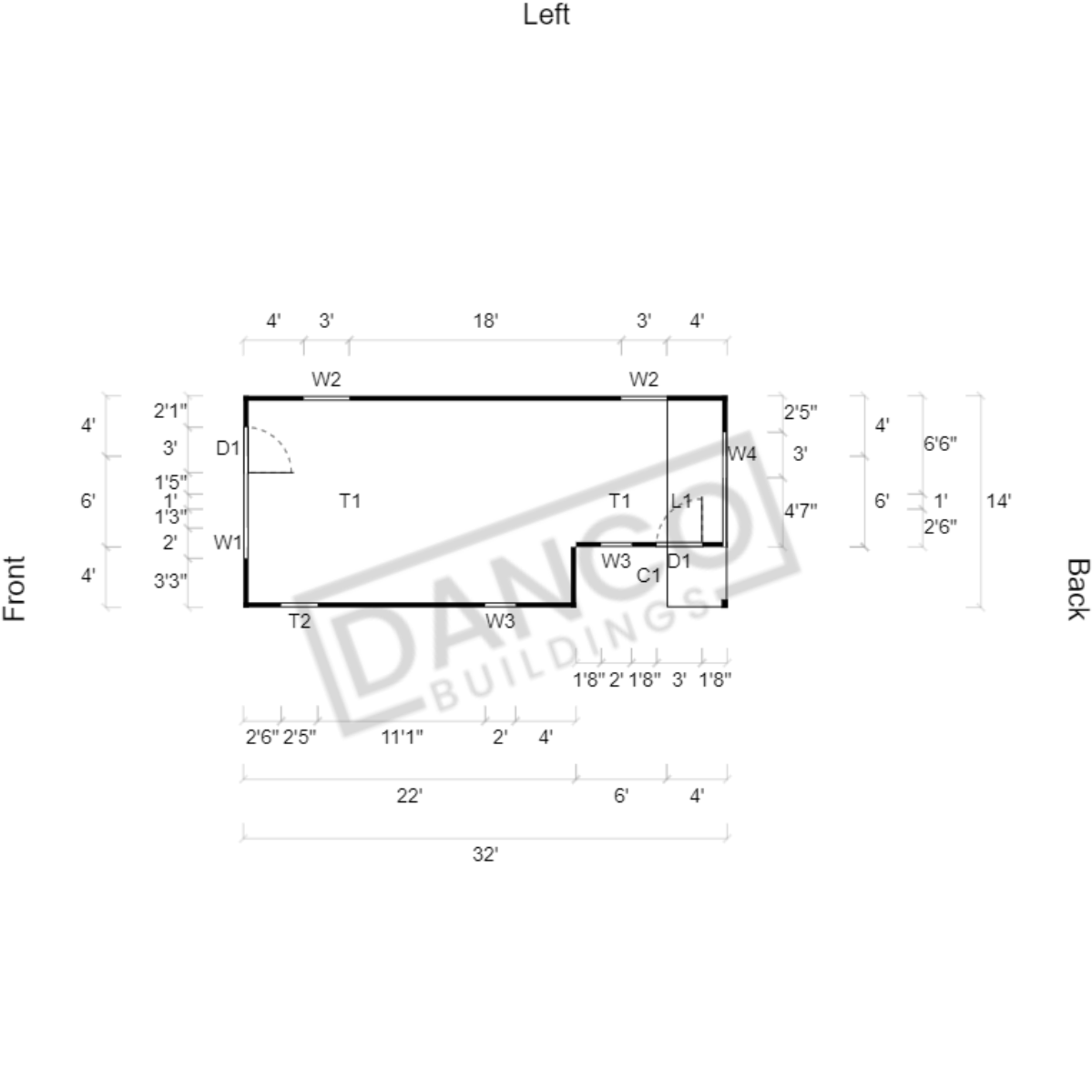 Corner Porch Lofted Barn Cabin 14x32 - Image 2