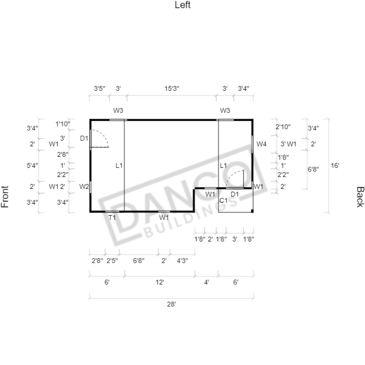 Corner Porch Lofted Barn Cabin 16x28 - Image 4