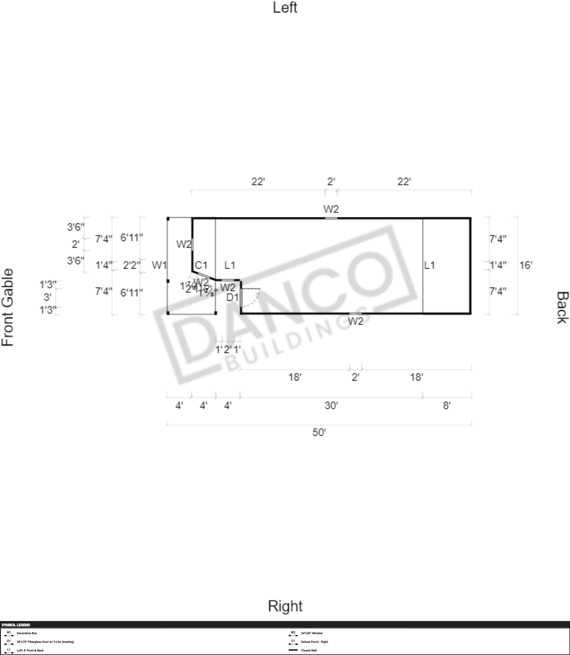 Wraparound Porch Lofted Barn Cabin 16x50 - Image 2