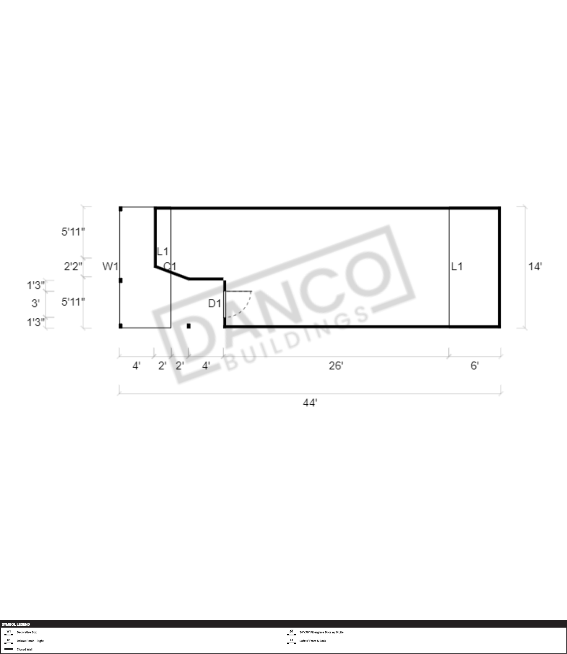 Wraparound Porch Lofted Barn Cabin 14x44 - Image 2