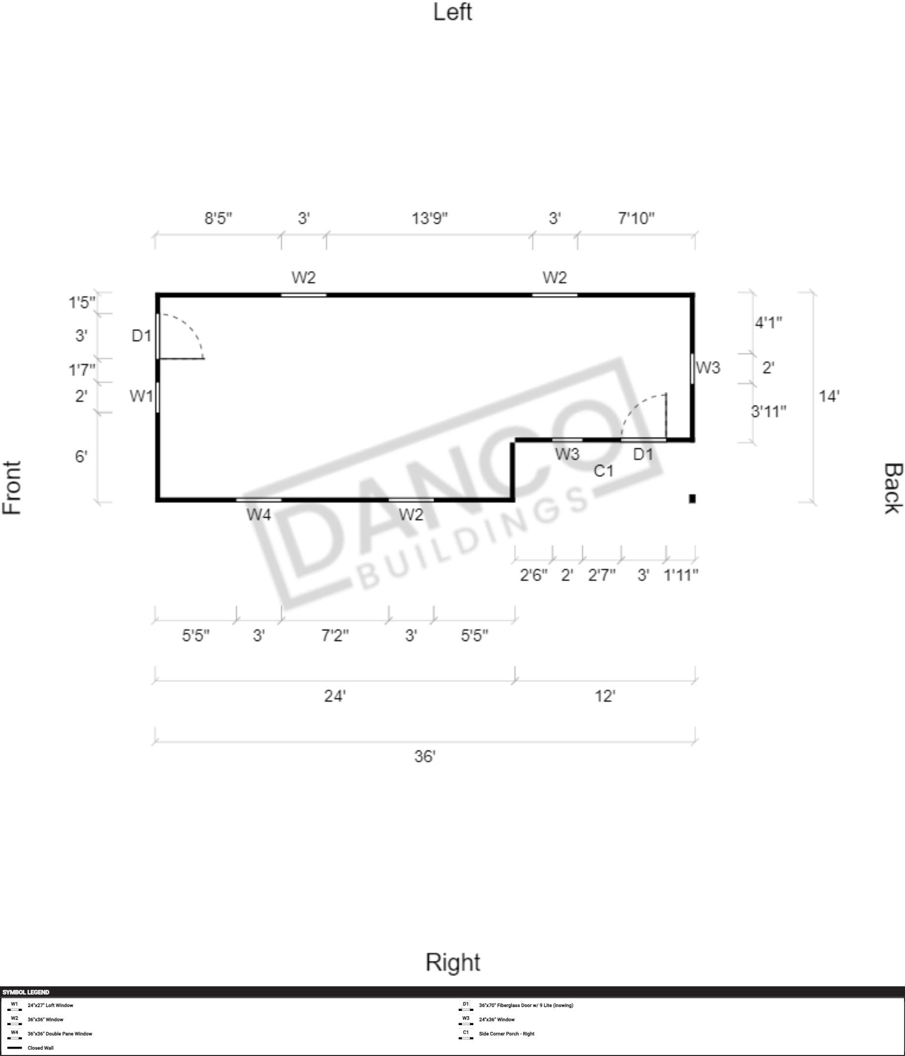 Corner Porch Lofted Barn Cabin 14x36/231697 - Image 2
