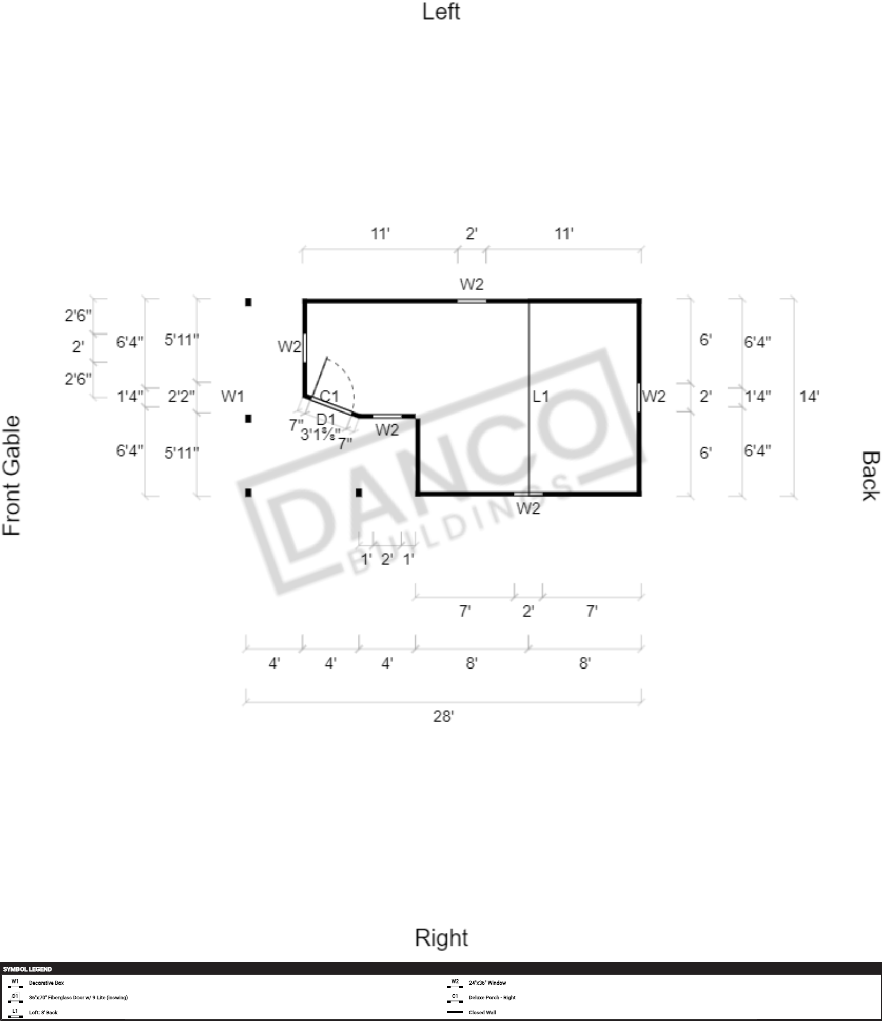Wraparound Porch Lofted Barn Cabin 14x28 - Image 2
