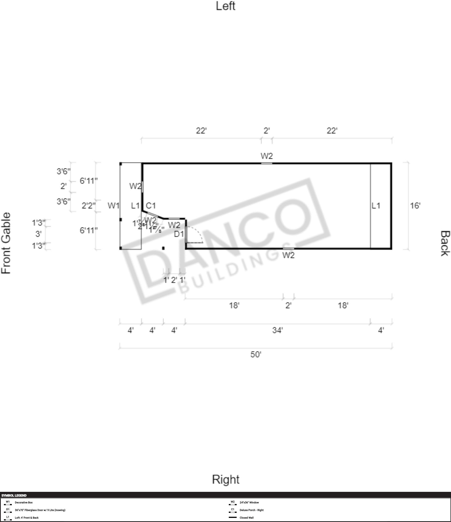Wraparound Porch Lofted Barn Cabin 16x50 - Image 2