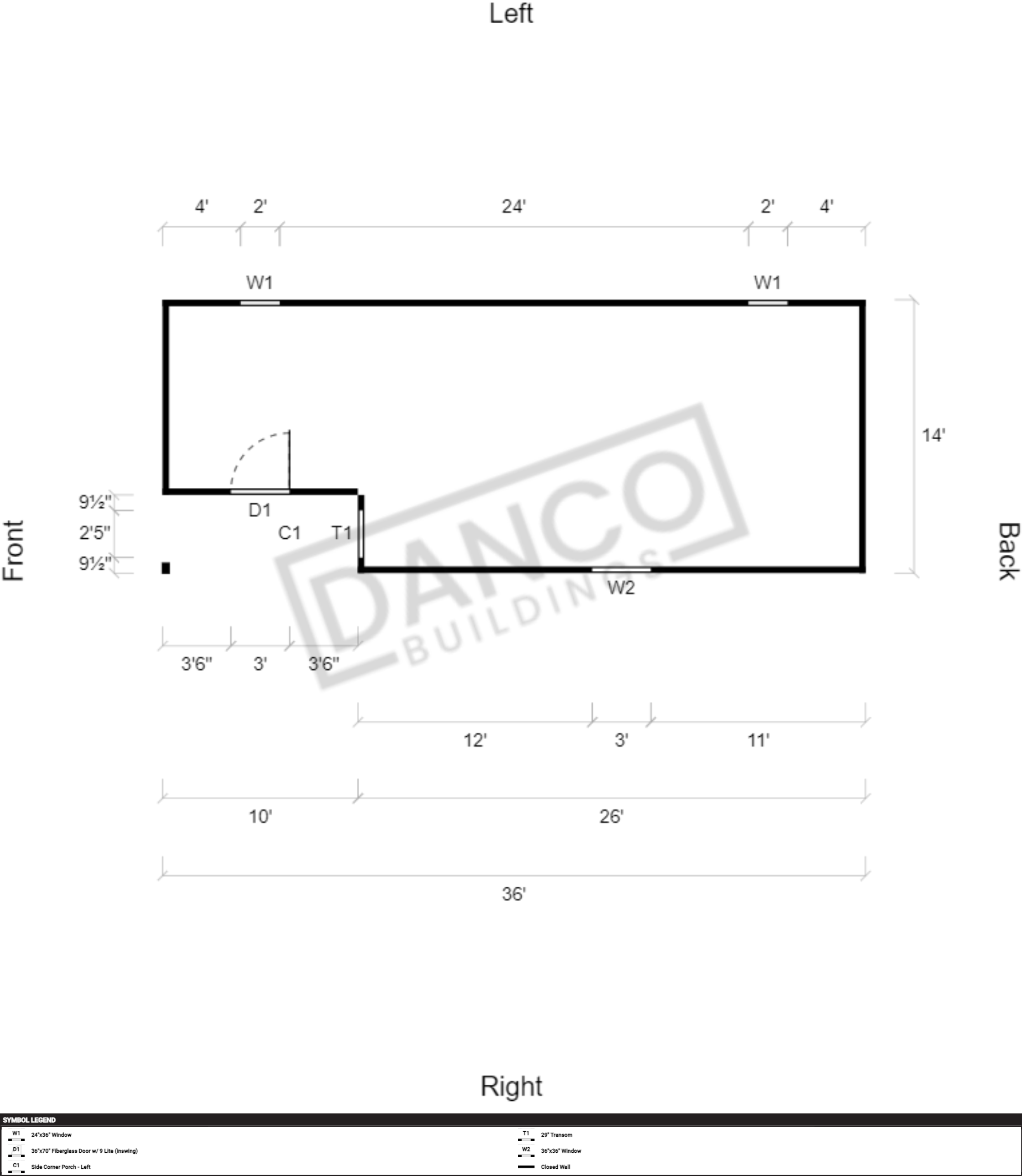 Corner Porch Lofted Barn Cabin 14x36/240299 - Image 2