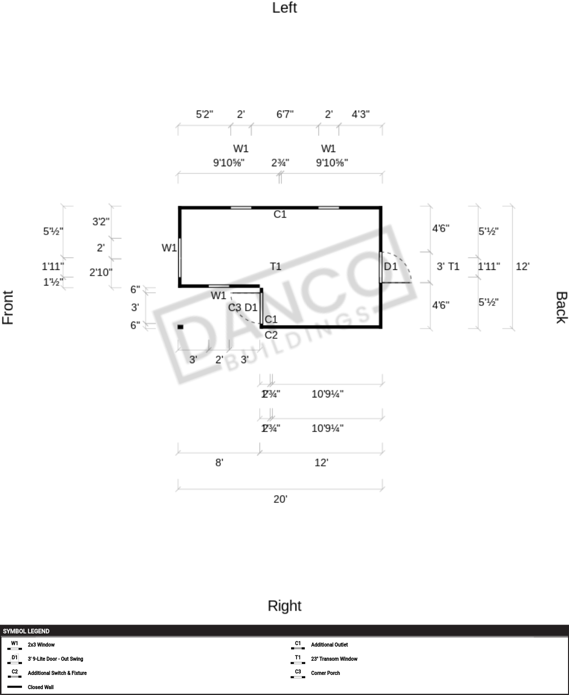 Lofted Corner Porch Cabin 12x20 - Image 2