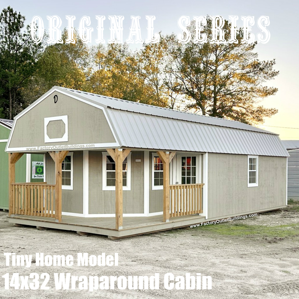 Wraparound Porch Lofted Barn Cabin 14x32/240689