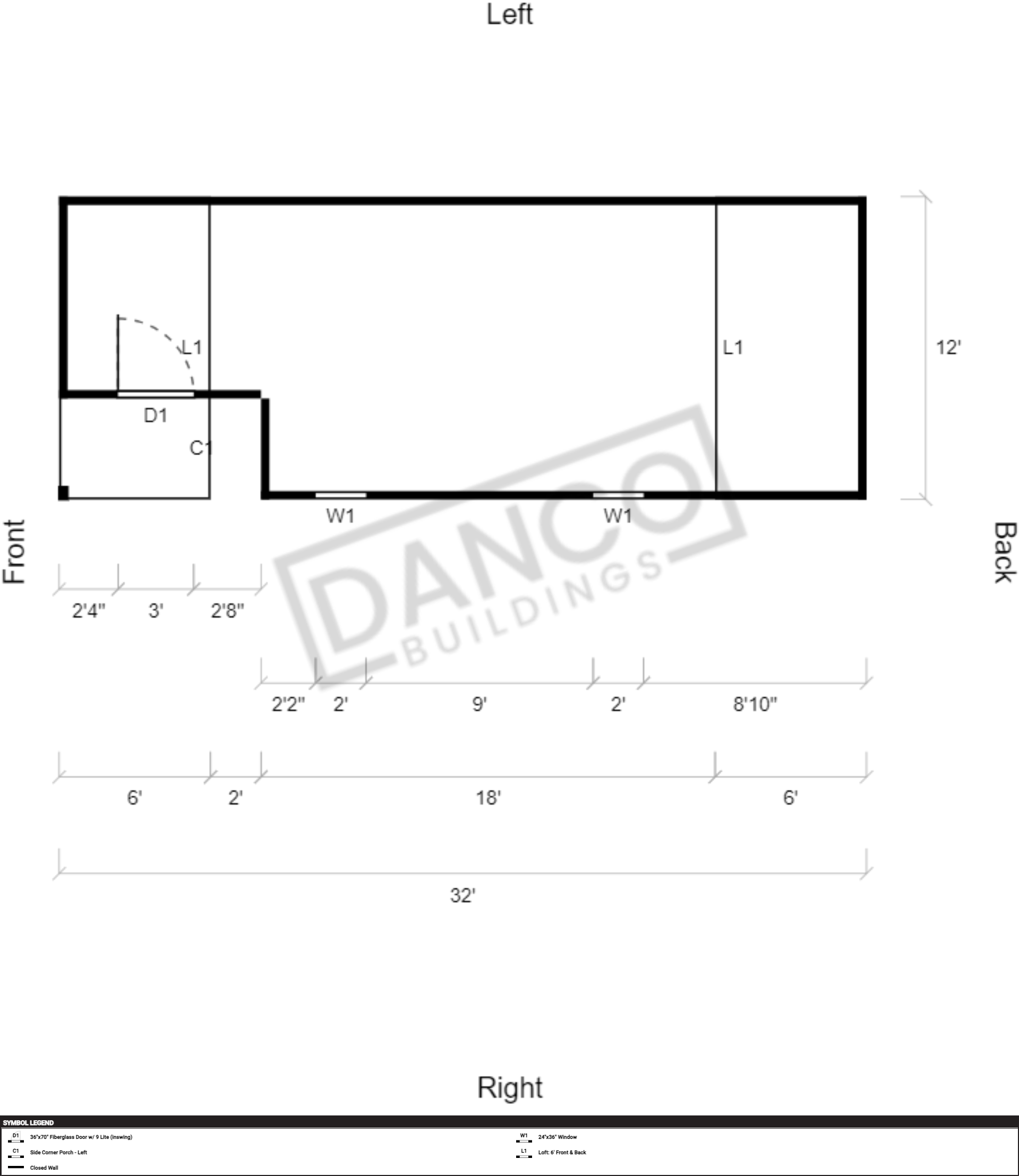 Corner Porch Lofted Barn Cabin 12x32 - Image 2