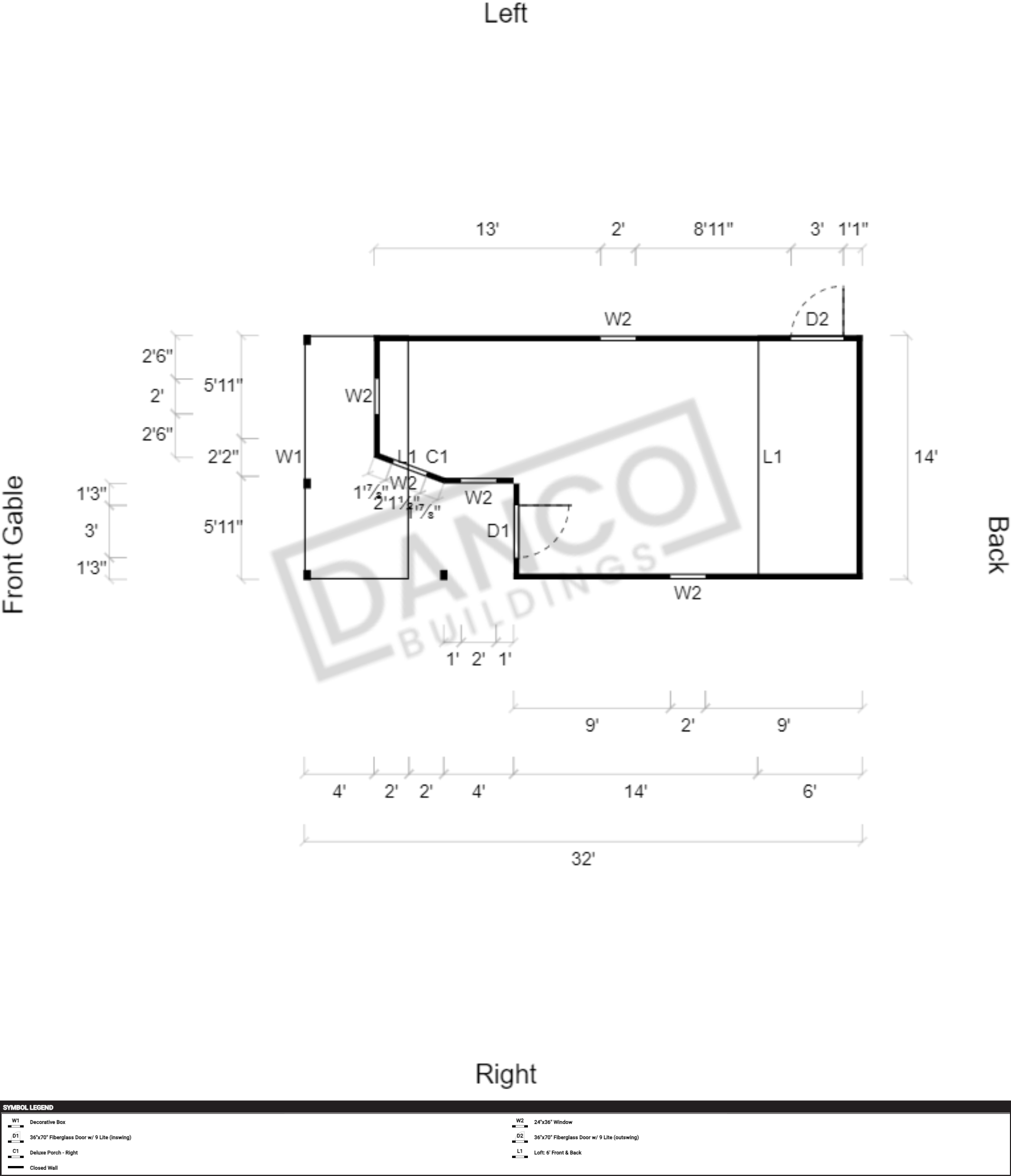 Wraparound Porch Lofted Barn Cabin 14x32 - Image 2