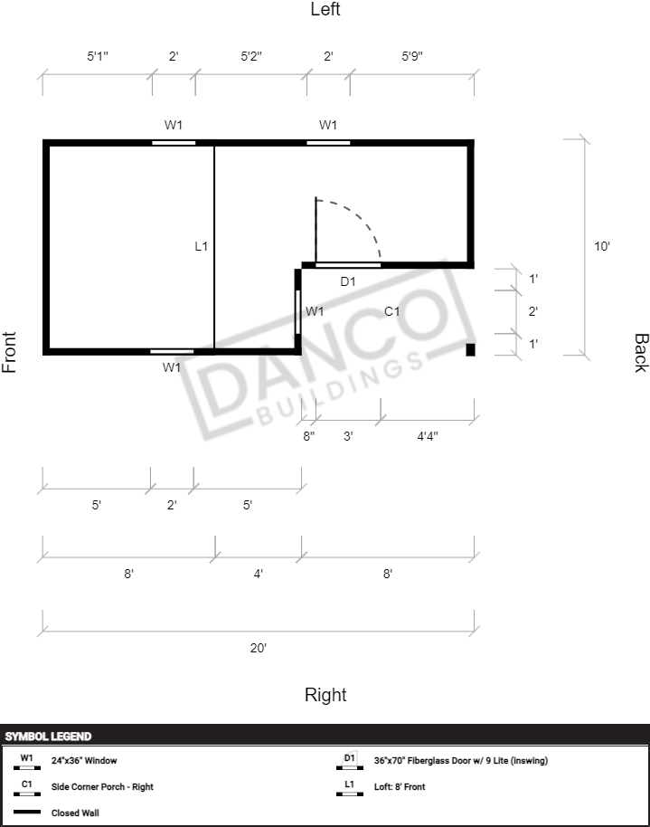 Corner Porch Lofted Barn Cabin 10x20 - Image 2