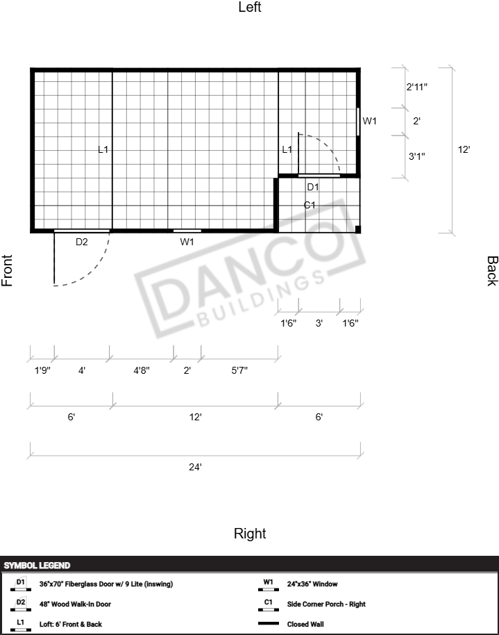 Corner Porch Lofted Barn Cabin 12x24 - Image 2