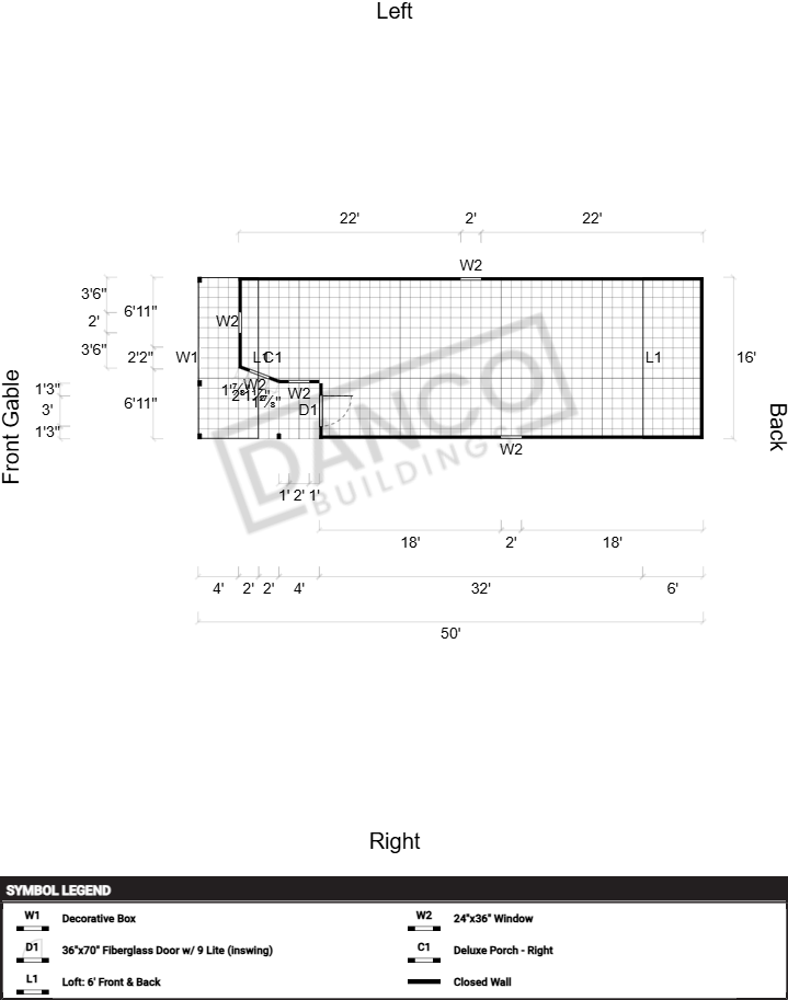 Wraparound Porch Lofted Barn Cabin 16x50 - Image 2