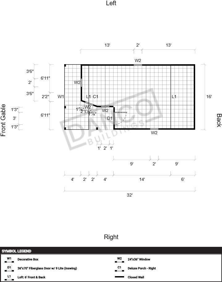 Wraparound Porch Lofted Barn Cabin 16x32 - Image 2