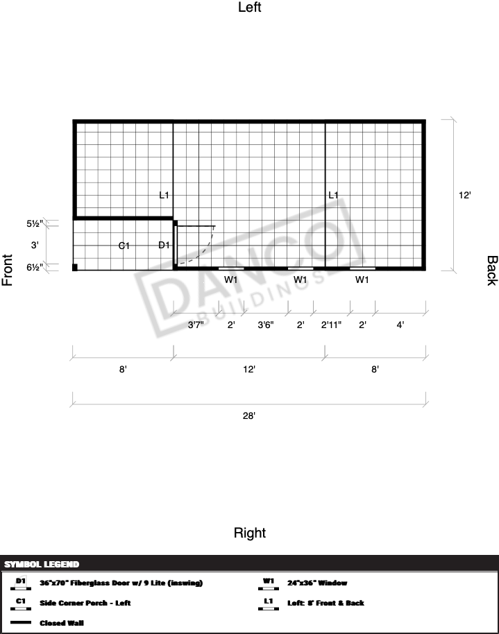 Corner Porch Lofted Barn Cabin 12x28 - Image 2