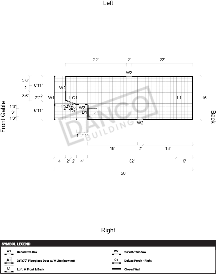 Wraparound Porch Lofted Barn Cabin 16x50 - Image 2