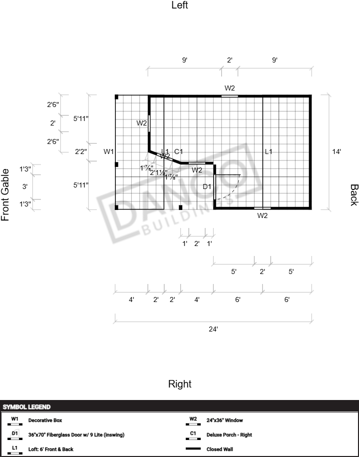 Wraparound Porch Lofted Barn Cabin 14x24 - Image 2
