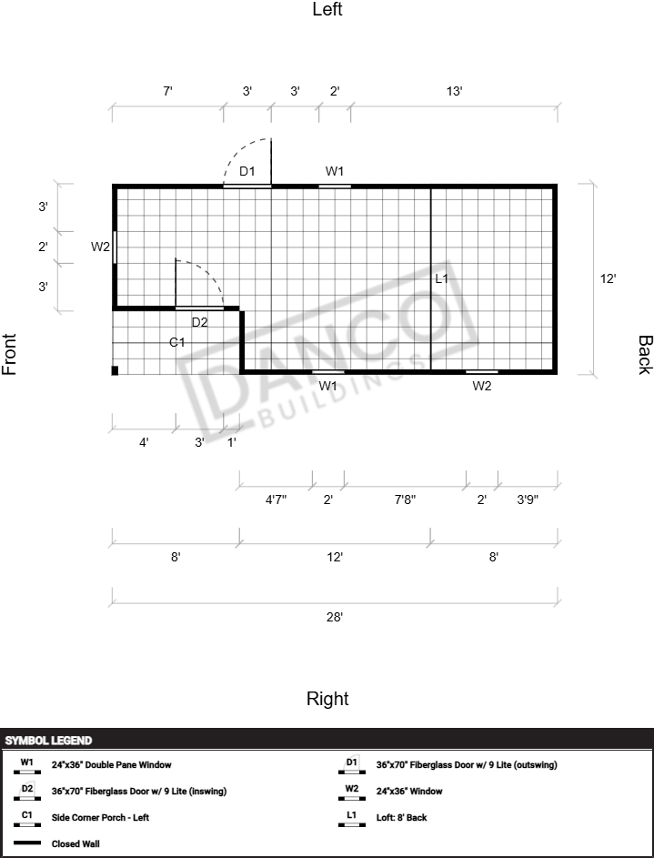 Corner Porch Lofted Barn Cabin 12x28 - Image 2