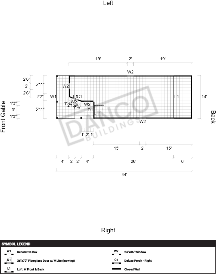 Wraparound Porch Lofted Barn Cabin 14x44 - Image 2