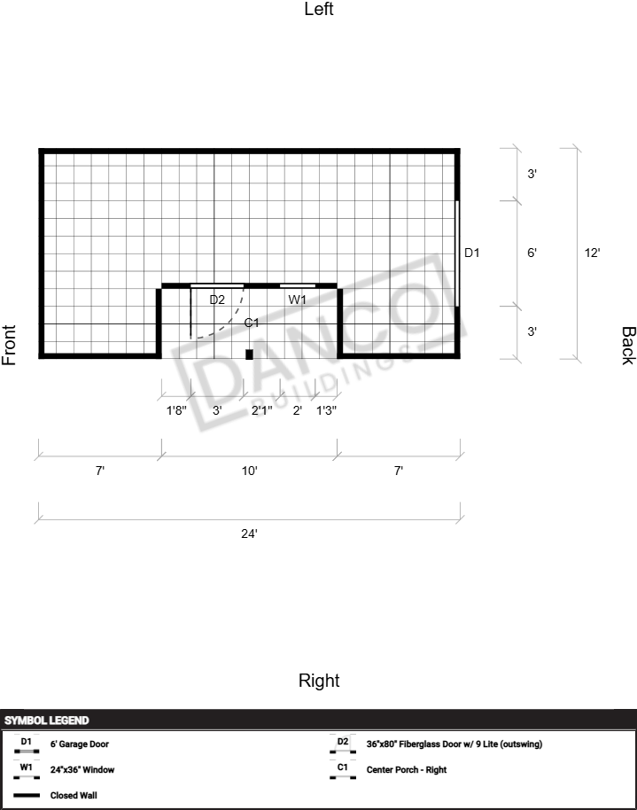 Center Side Porch Cabin 12x24 - Image 2