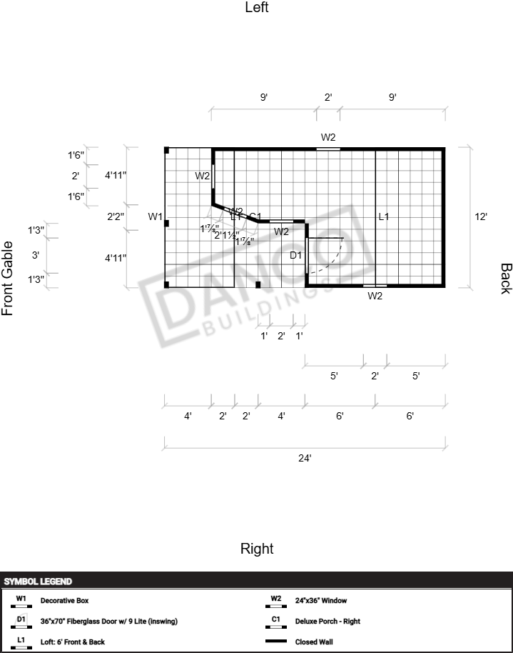 Wraparound Porch Lofted Barn Cabin 12x24 - Image 2