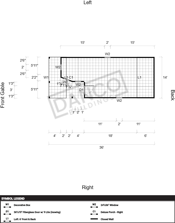 Wraparound Porch Lofted Barn Cabin 14x36 - Image 2