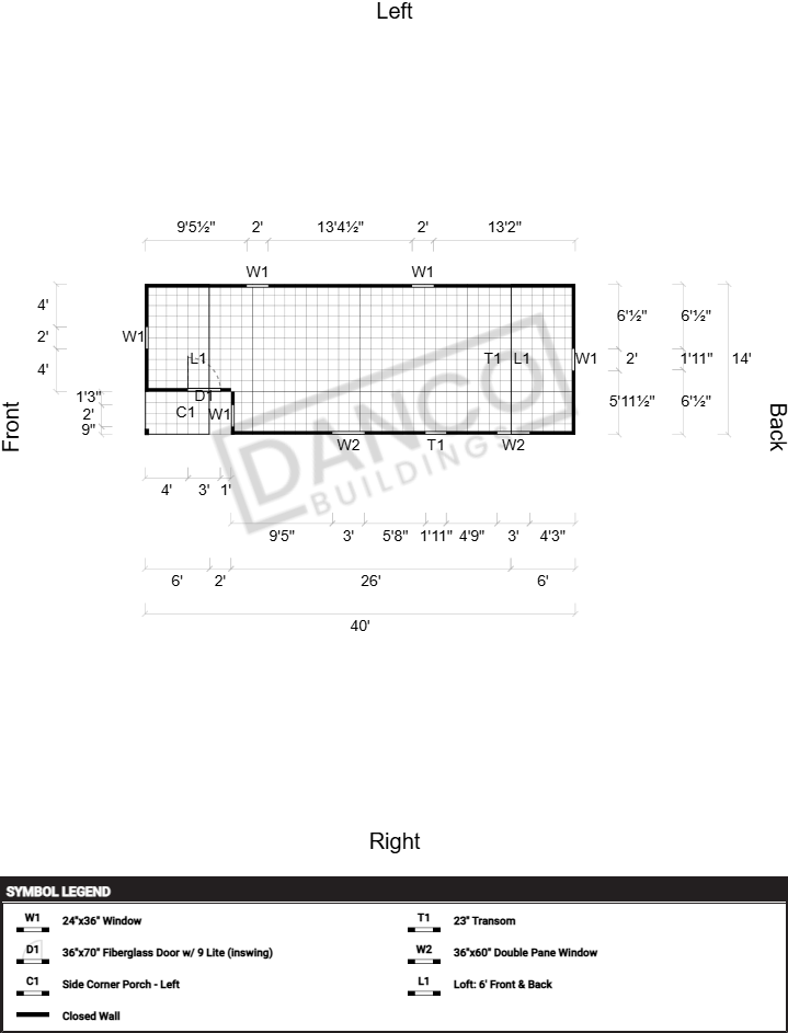 Corner Porch Lofted Barn Cabin 14x40 - Image 2