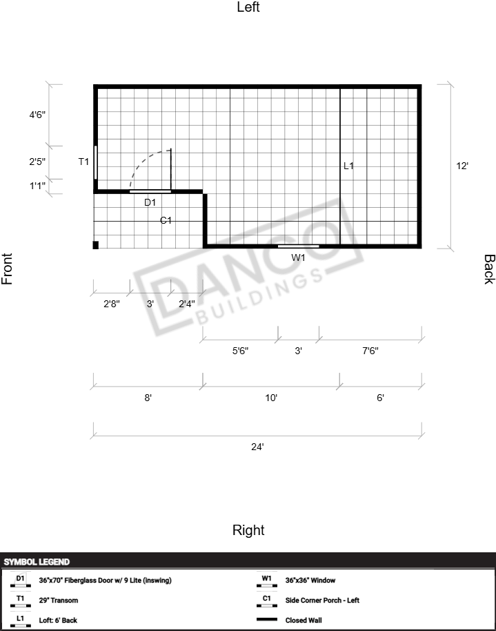 Corner Porch Lofted Barn Cabin 12x24/250537 - Image 2