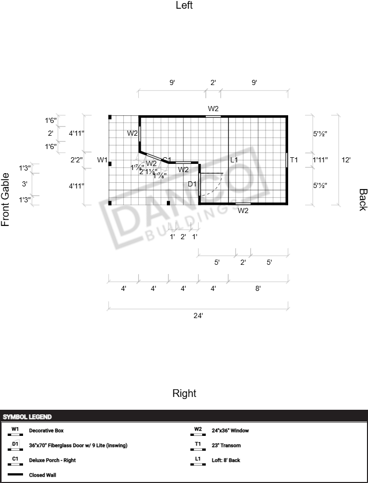 Wraparound Porch Lofted Barn Cabin 12x24 - Image 2