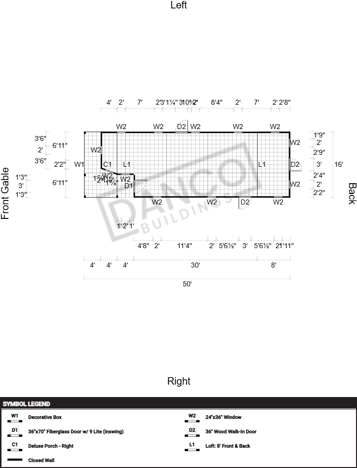 Wraparound Porch Lofted Barn Cabin 16x50 - Image 2