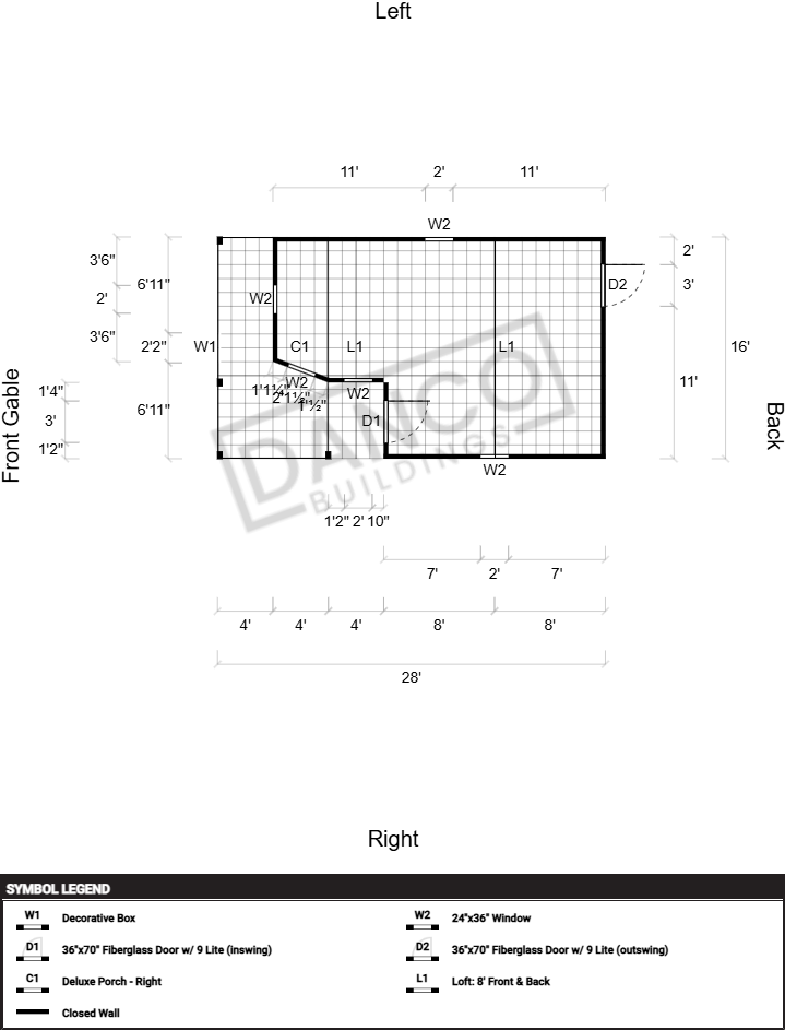 Wraparound Porch Lofted Barn Cabin 16x28 - Image 2