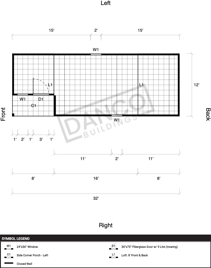 Corner Porch Lofted Barn Cabin 12x32 - Image 2