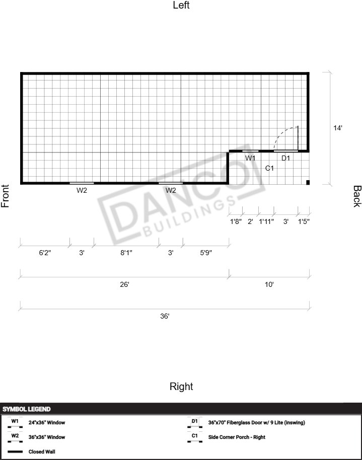 Corner Porch Lofted Barn Cabin 14x36 - Image 2