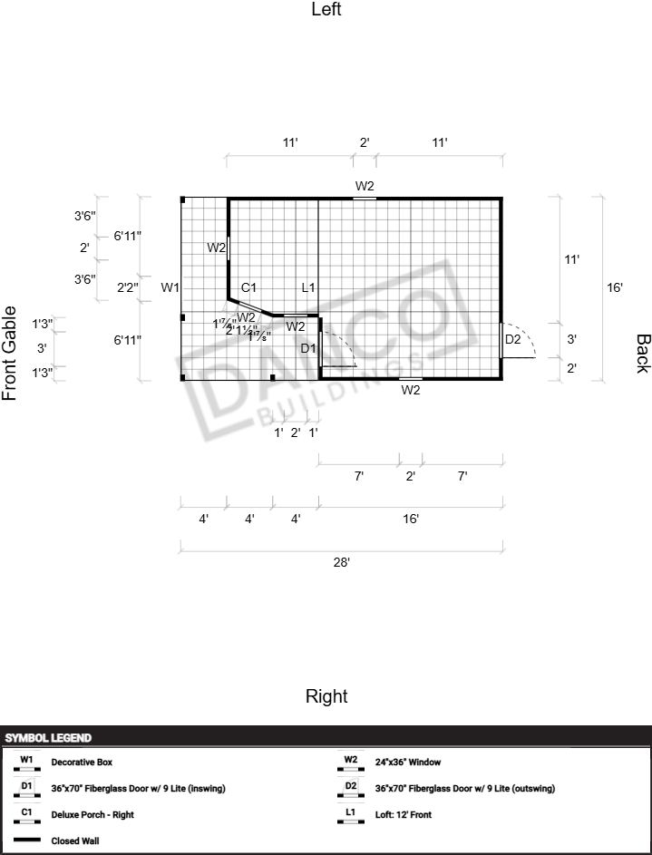 Wraparound Porch Lofted Barn Cabin 16x28 - Image 2