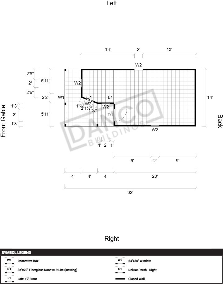 Wraparound Porch Lofted Barn Cabin 14x32 - Image 2