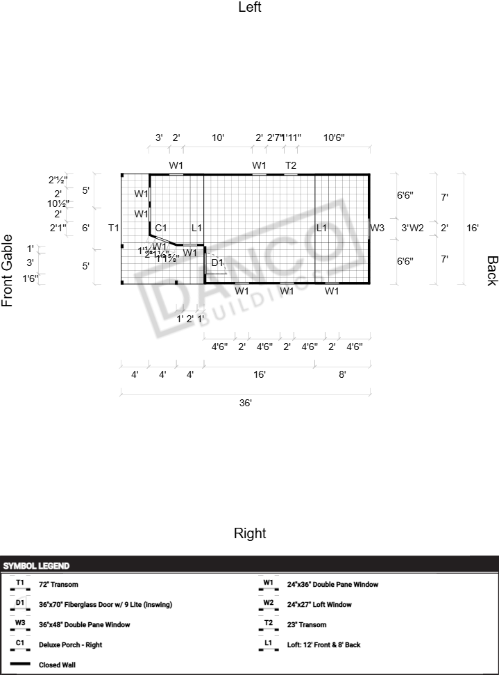 Wraparound Porch Lofted Barn Cabin 16x36 - Image 2