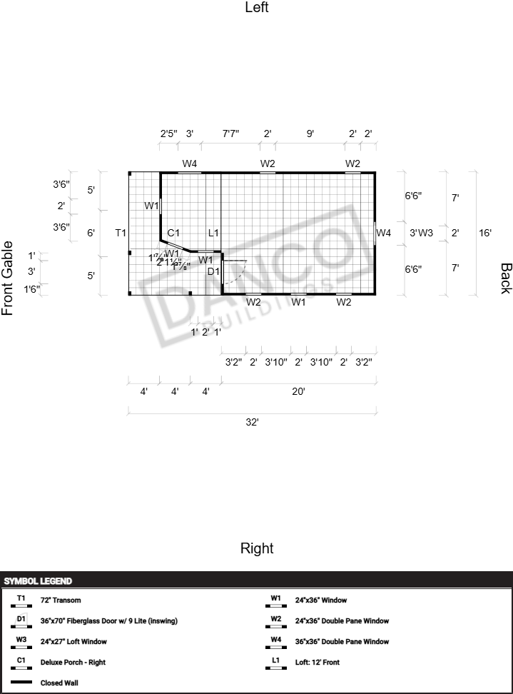 Wraparound Porch Lofted Barn Cabin 16x32 - Image 2