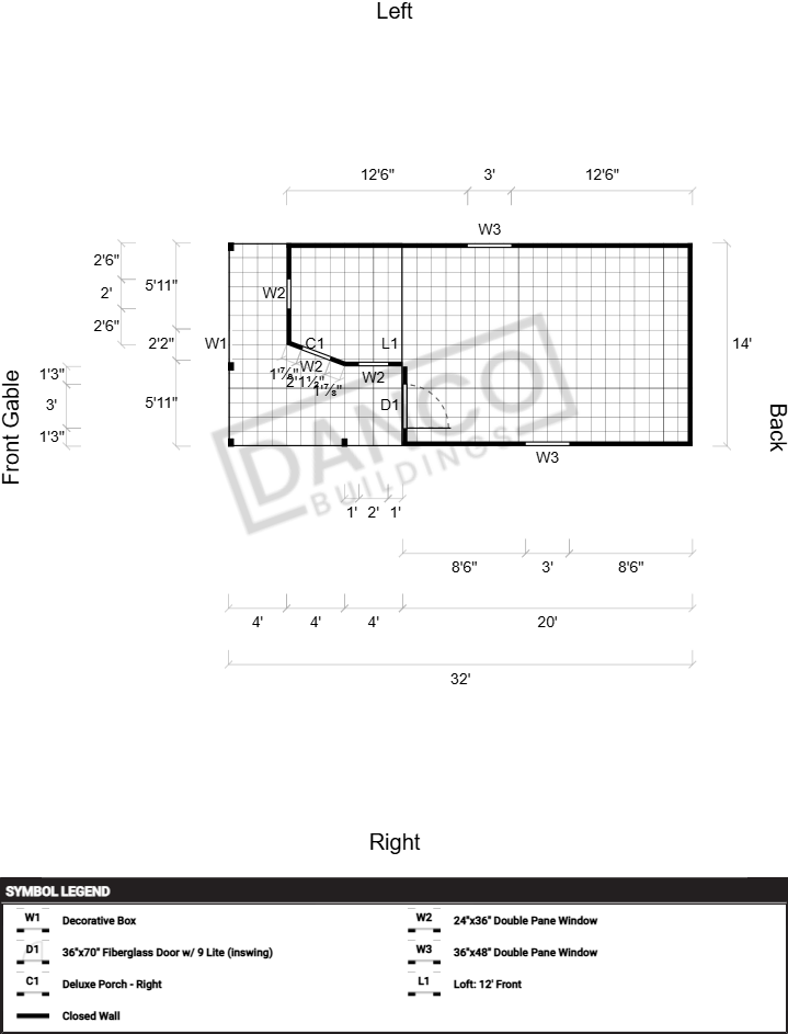Wraparound Porch Lofted Barn Cabin 14x32 - Image 2