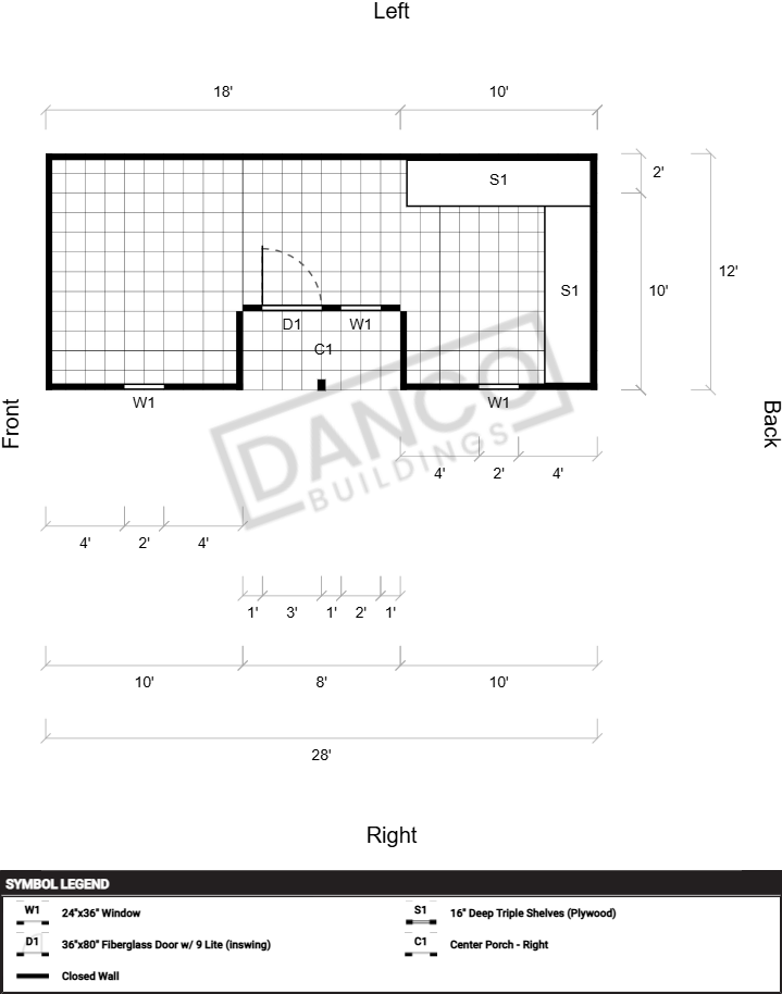 Center Side Porch Cabin 12x28 - Image 2