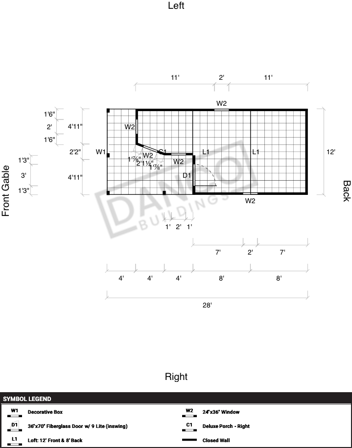 Wraparound Porch Lofted Barn Cabin 12x28 - Image 2