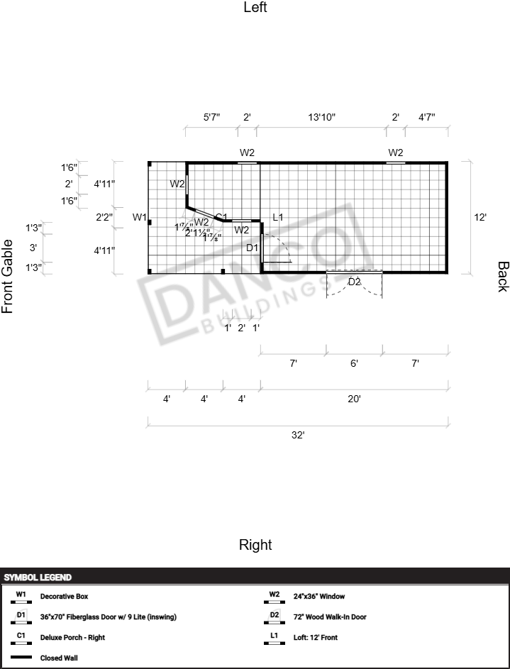 Wraparound Porch Lofted Barn Cabin 12x32 - Image 2