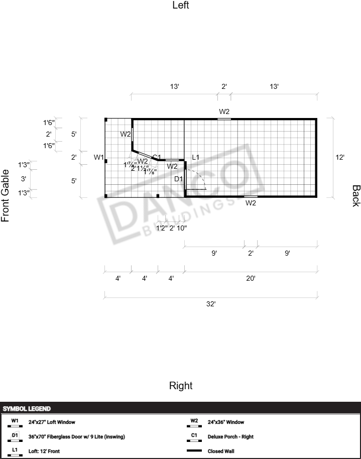 Wraparound Porch Lofted Barn Cabin 12x32 - Image 2