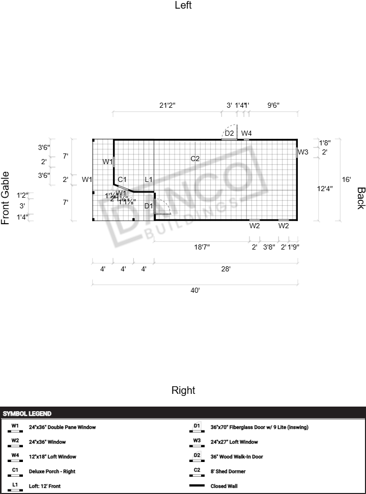 Wraparound Porch Lofted Barn Cabin 16x40 - Image 2