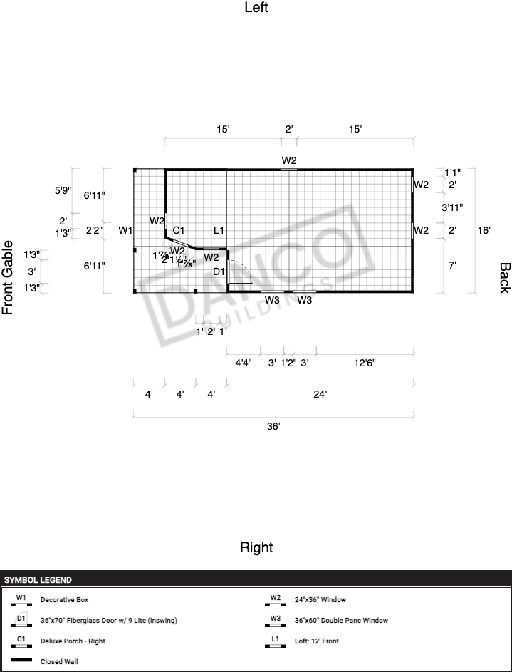 Wraparound Porch Lofted Barn Cabin 16x36 - Image 2